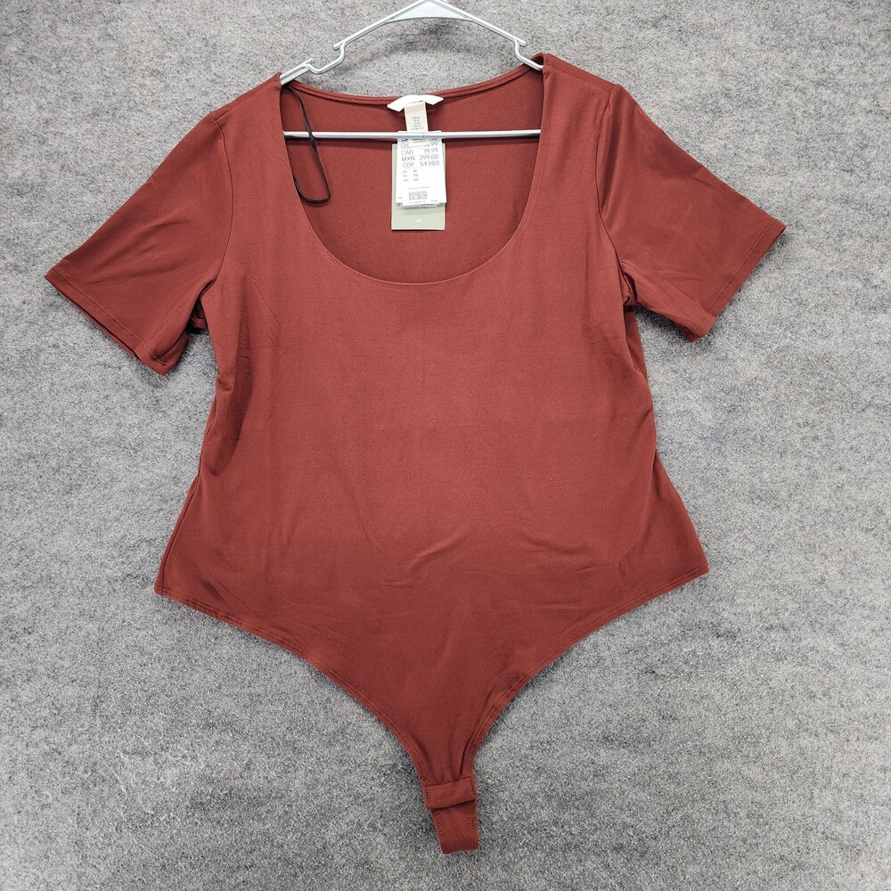 H&M Bodysuit Womens XL Short Sleeve Brown